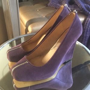 Michael Kors Purple Suede Wedges with Zippers 9M